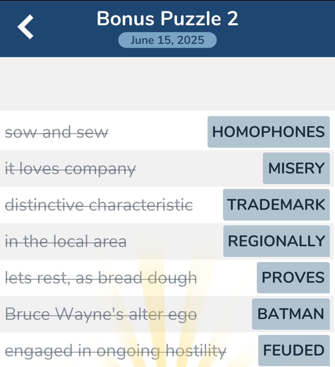 7 Little Words June 15 2025 Bonus 2