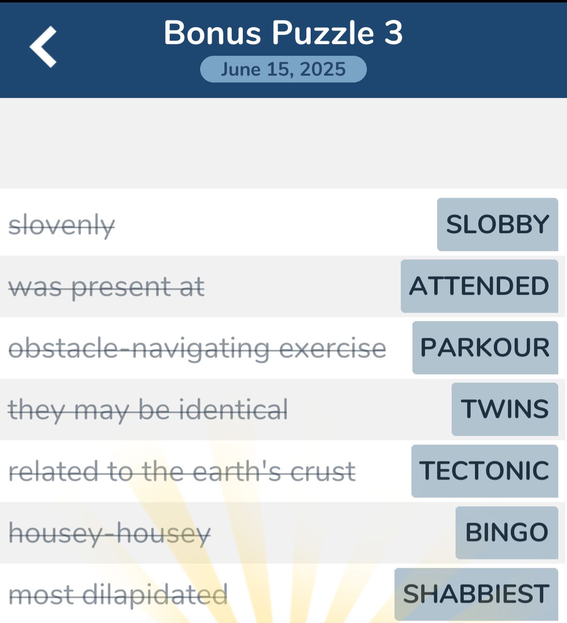 7 Little Words June 15 2025 Bonus 3
