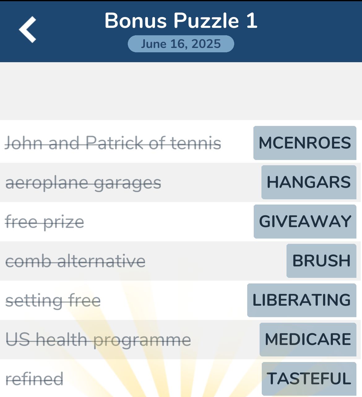 7 Little Words June 16 2025 Bonus 1