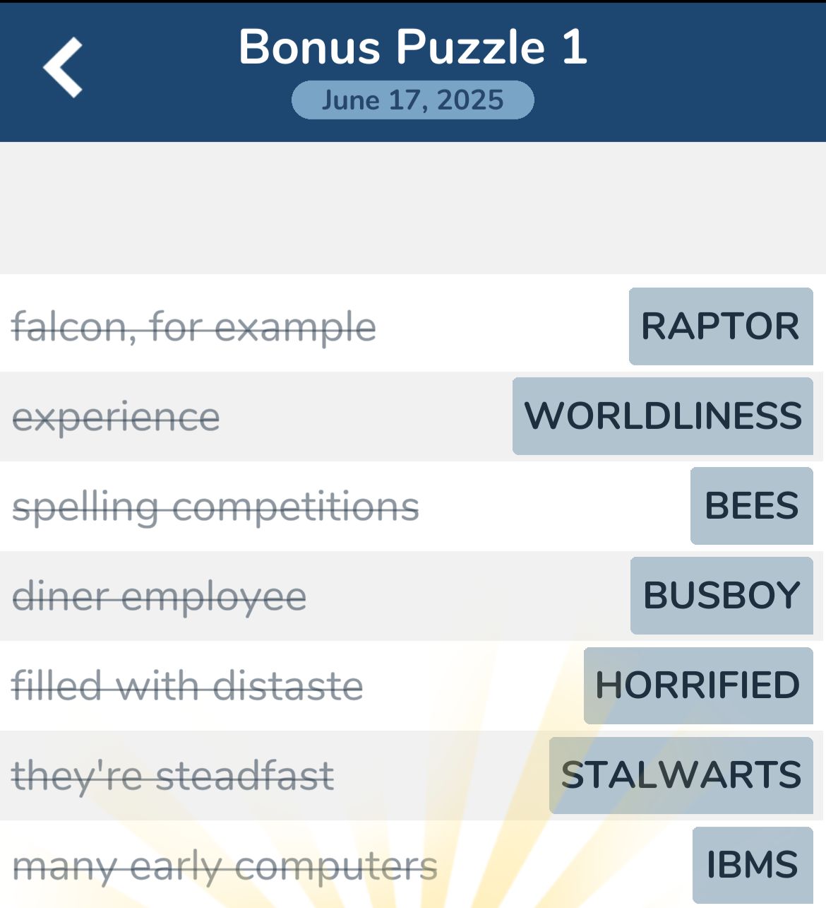 7 Little Words June 17 2025 Bonus 1