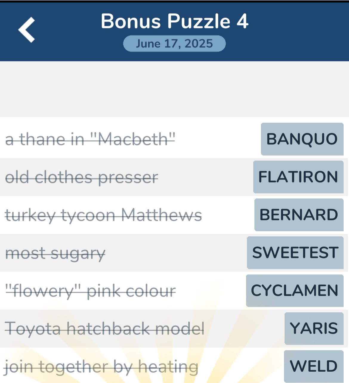 7 Little Words June 17 2025 Bonus 4