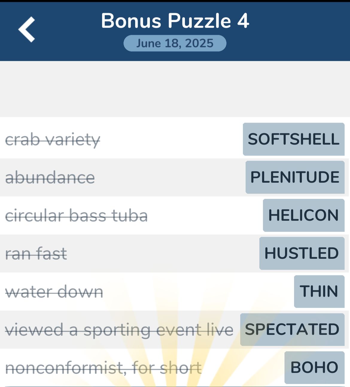 7 Little Words June 18 2025 Bonus 4