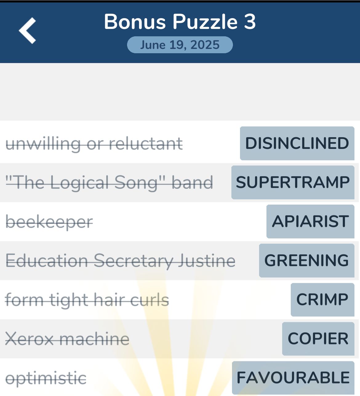 7 Little Words June 19 2025 Bonus 3