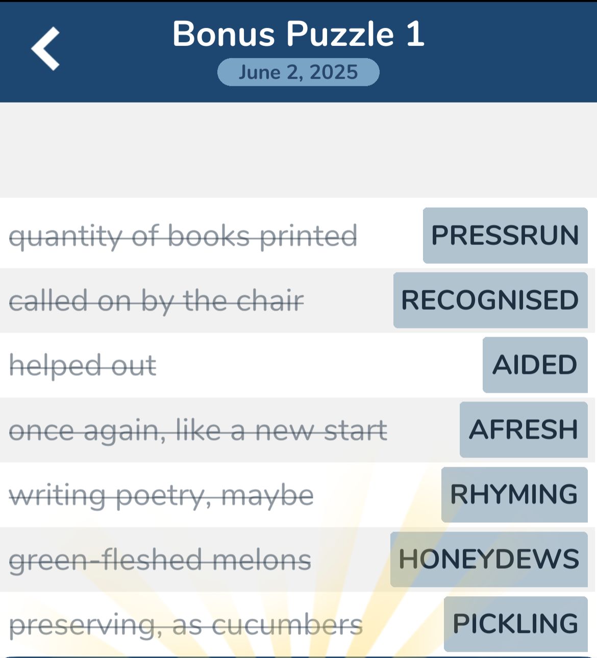 7 Little Words June 2 2025 Bonus 1