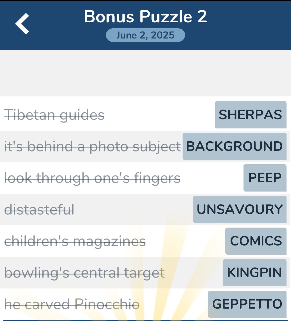 7 Little Words June 2 2025 Bonus 2