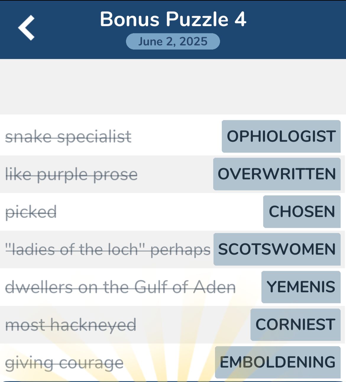 7 Little Words June 2 2025 Bonus 4