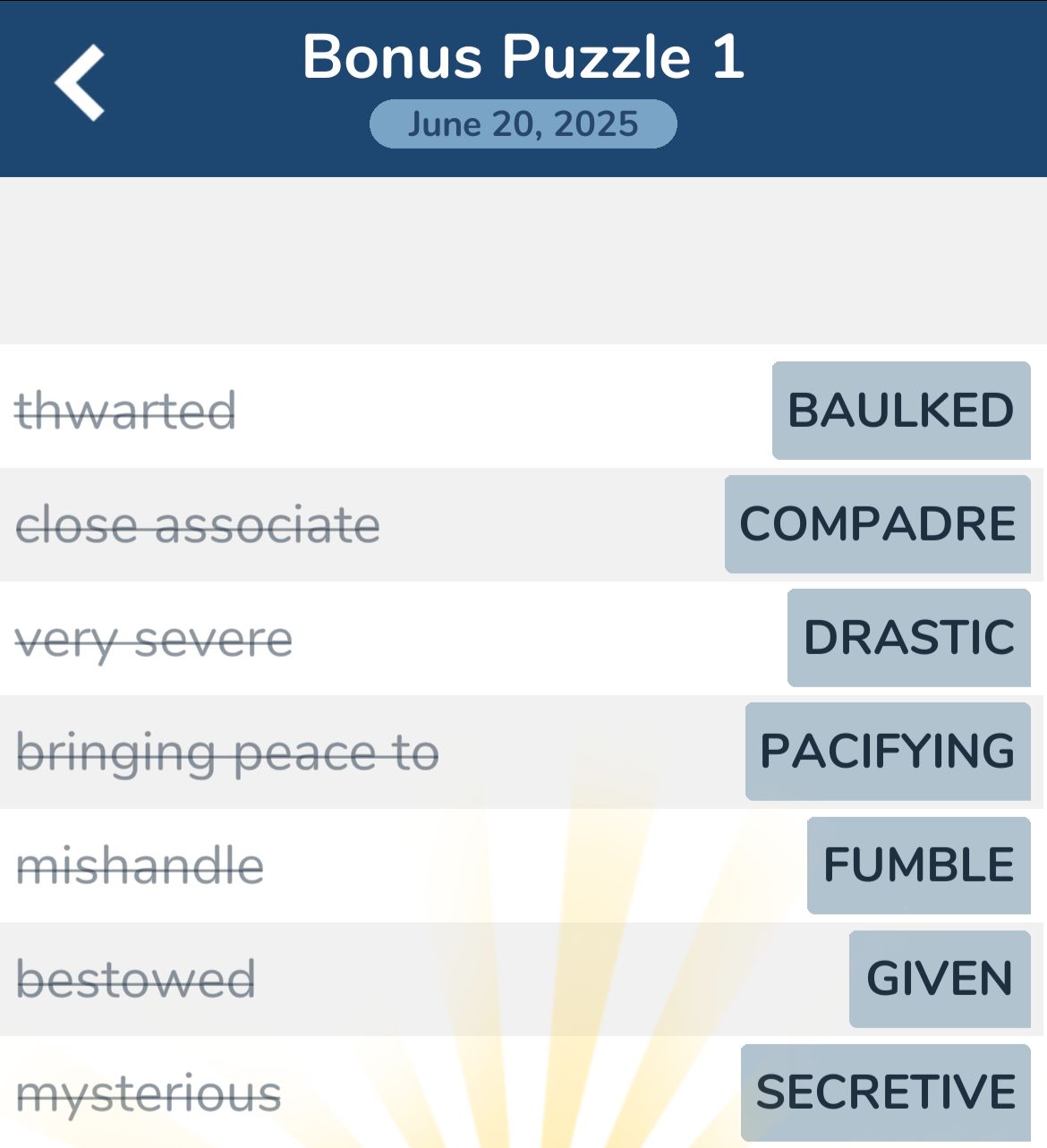 7 Little Words June 20 2025 Bonus 1