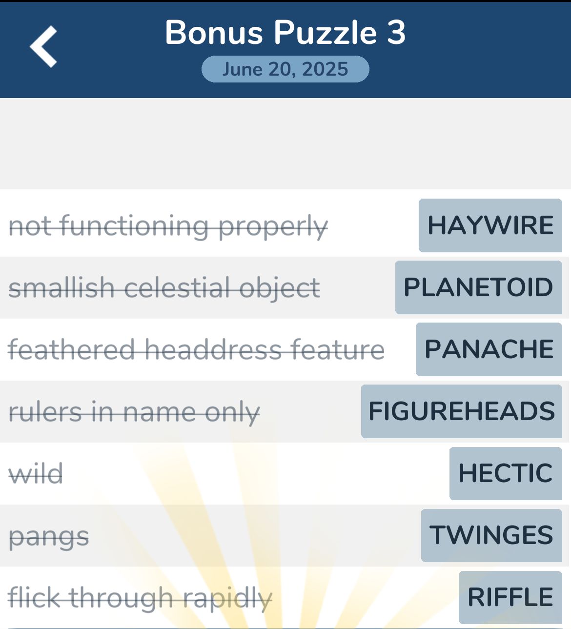 7 Little Words June 20 2025 Bonus 3