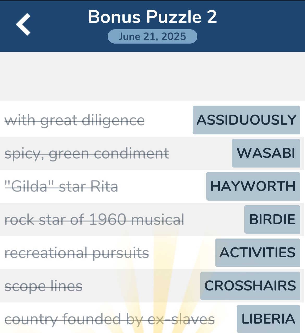 7 Little Words June 21 2025 Bonus 2