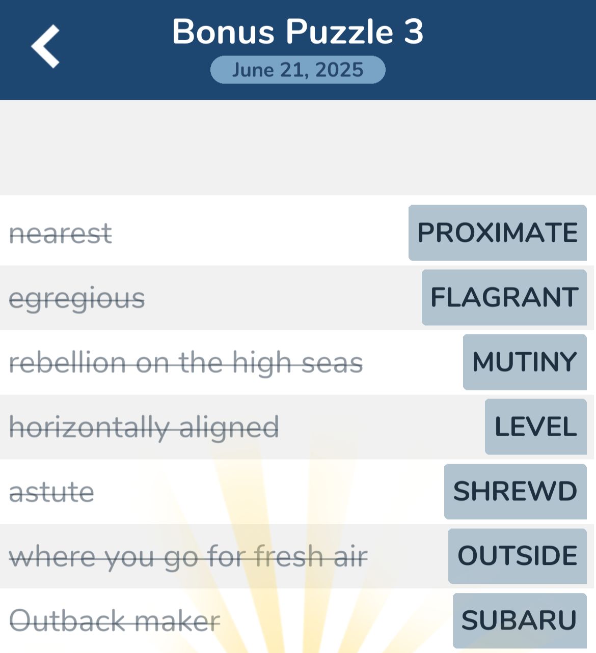7 Little Words June 21 2025 Bonus 3