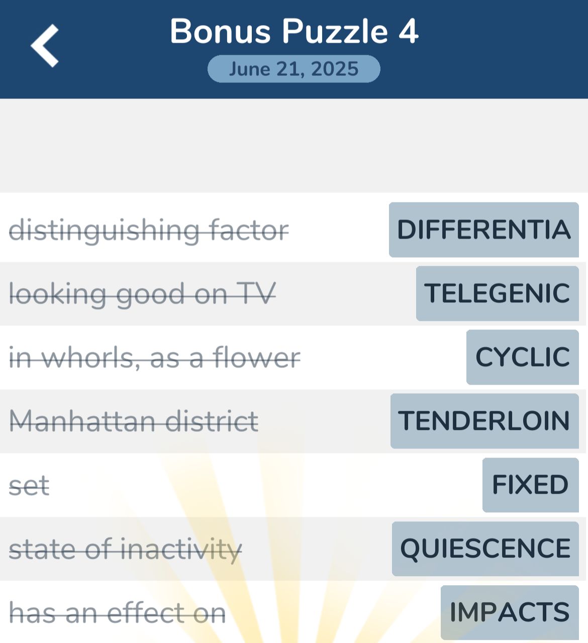7 Little Words June 21 2025 Bonus 4