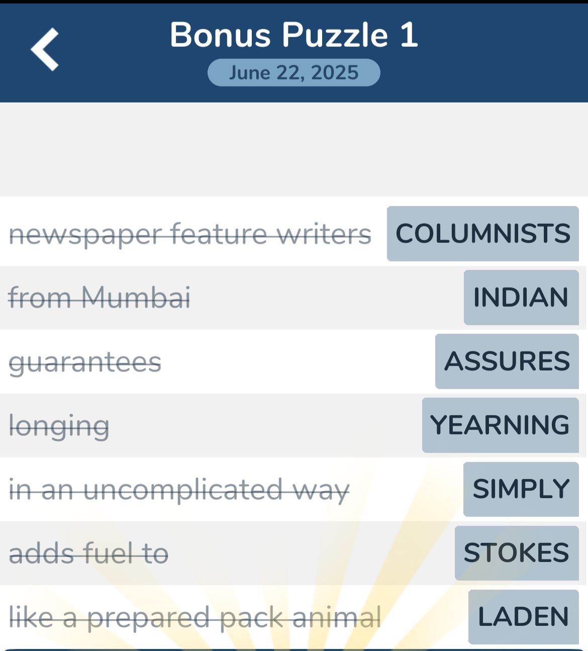 7 Little Words June 22 2025 Bonus 1
