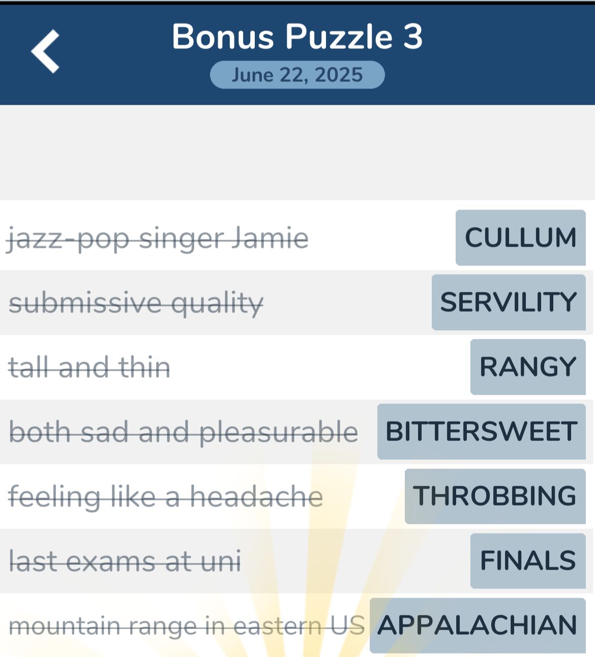 7 Little Words June 22 2025 Bonus 3