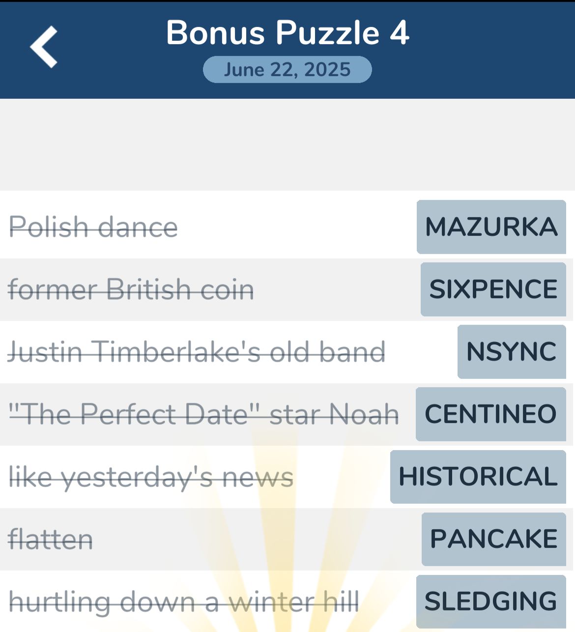 7 Little Words June 22 2025 Bonus 4