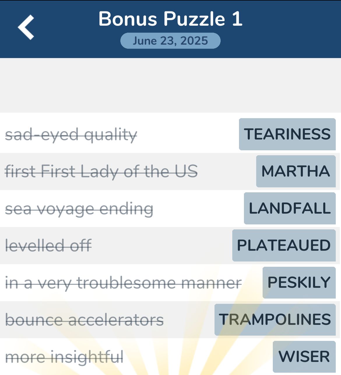 7 Little Words June 23 2025 Bonus 1