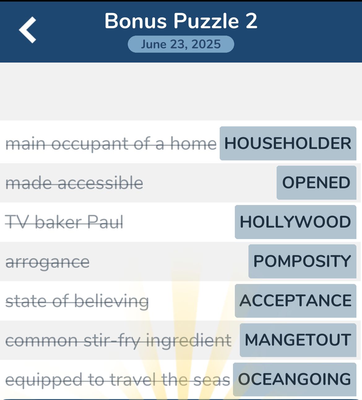 7 Little Words June 23 2025 Bonus 2