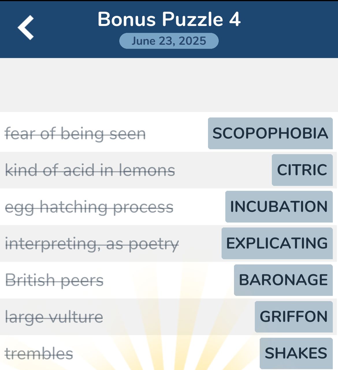 7 Little Words June 23 2025 Bonus 4