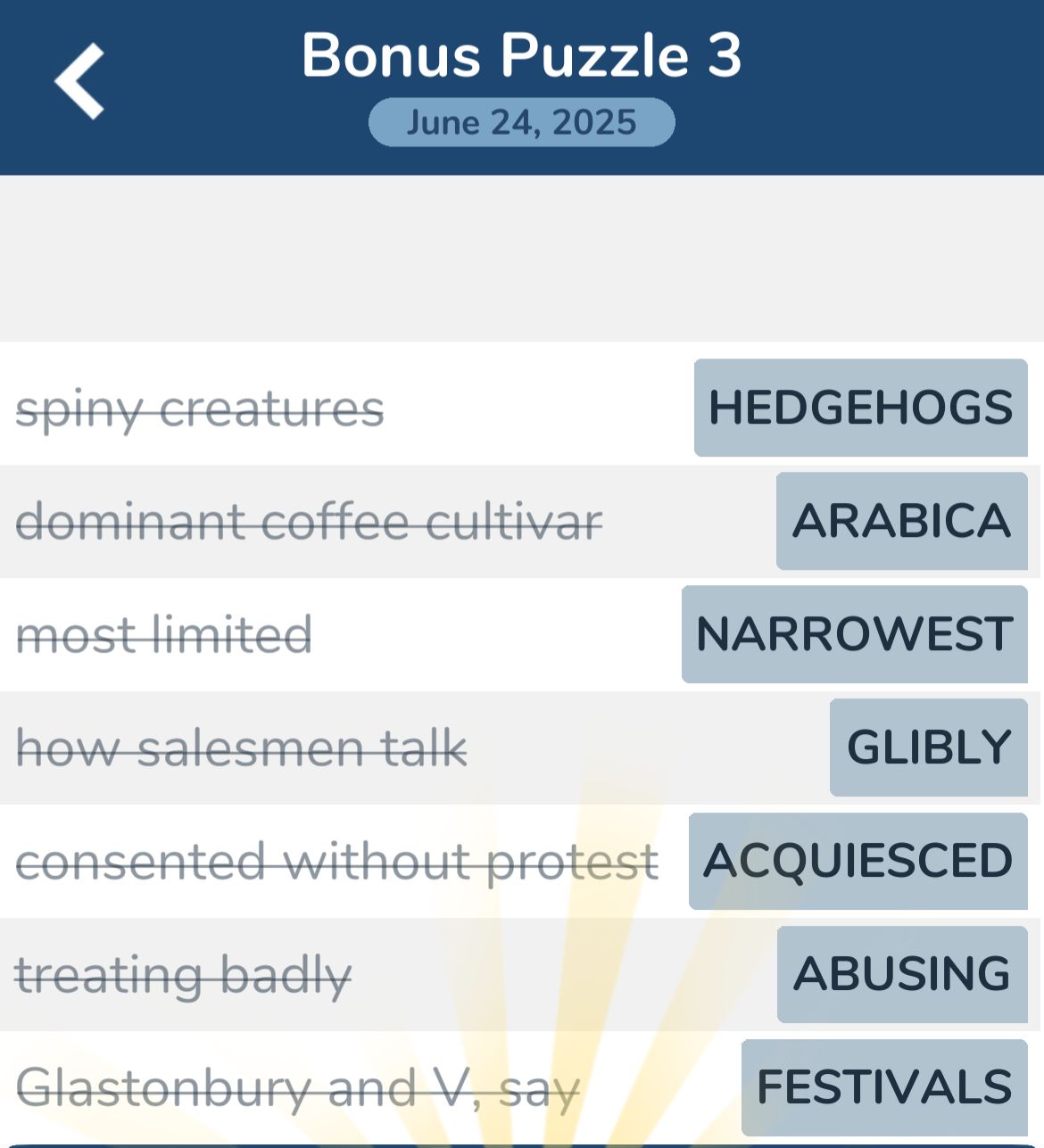 7 Little Words June 24 2025 Bonus 3