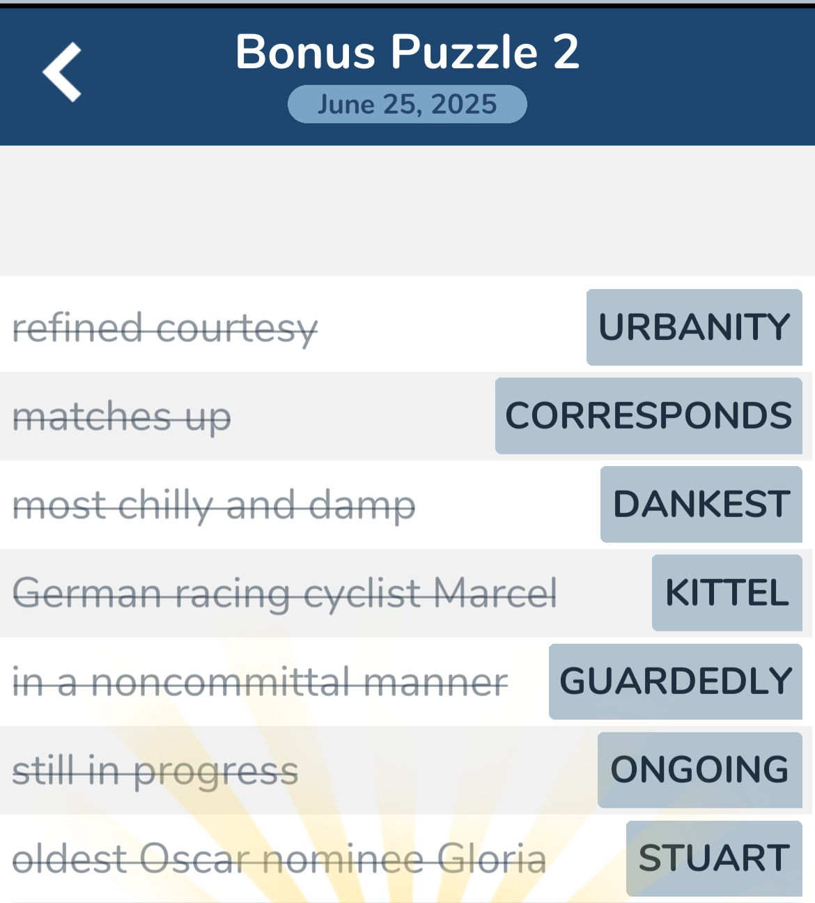 7 Little Words June 25 2025 Bonus 2