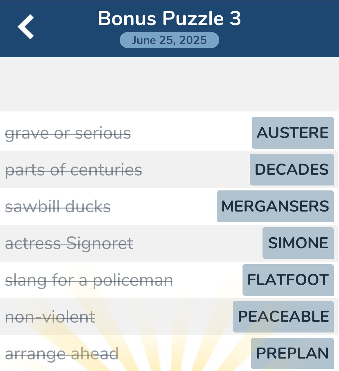 7 Little Words June 25 2025 Bonus 3