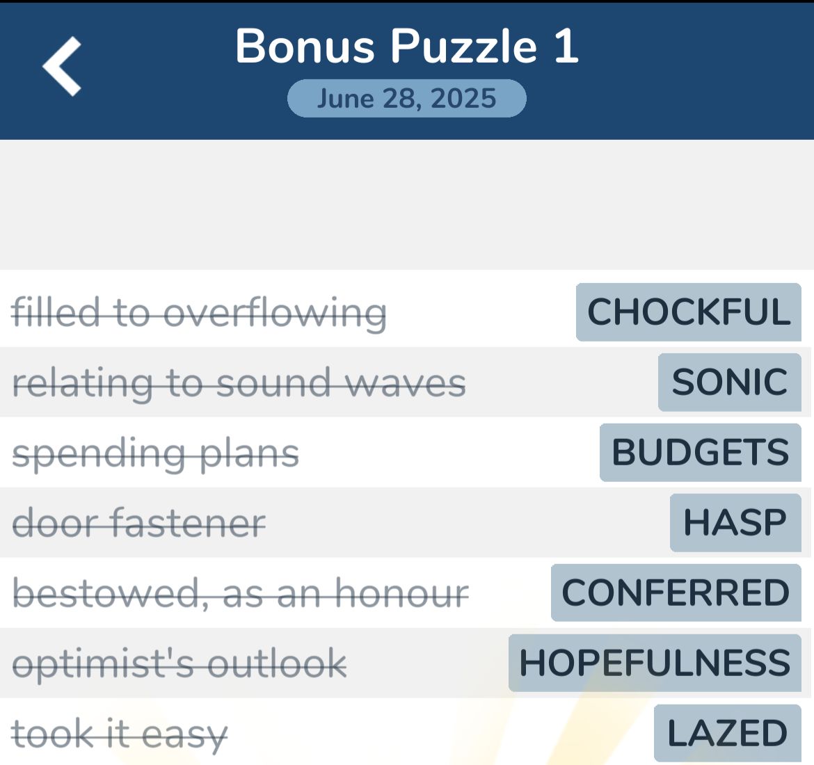 7 Little Words June 28 2025 Bonus 1