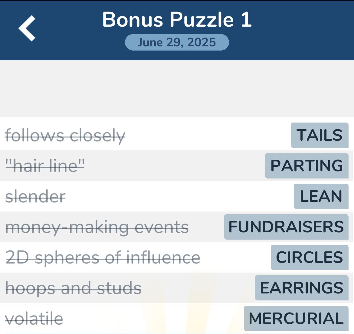 7 Little Words June 29 2025 Bonus 1