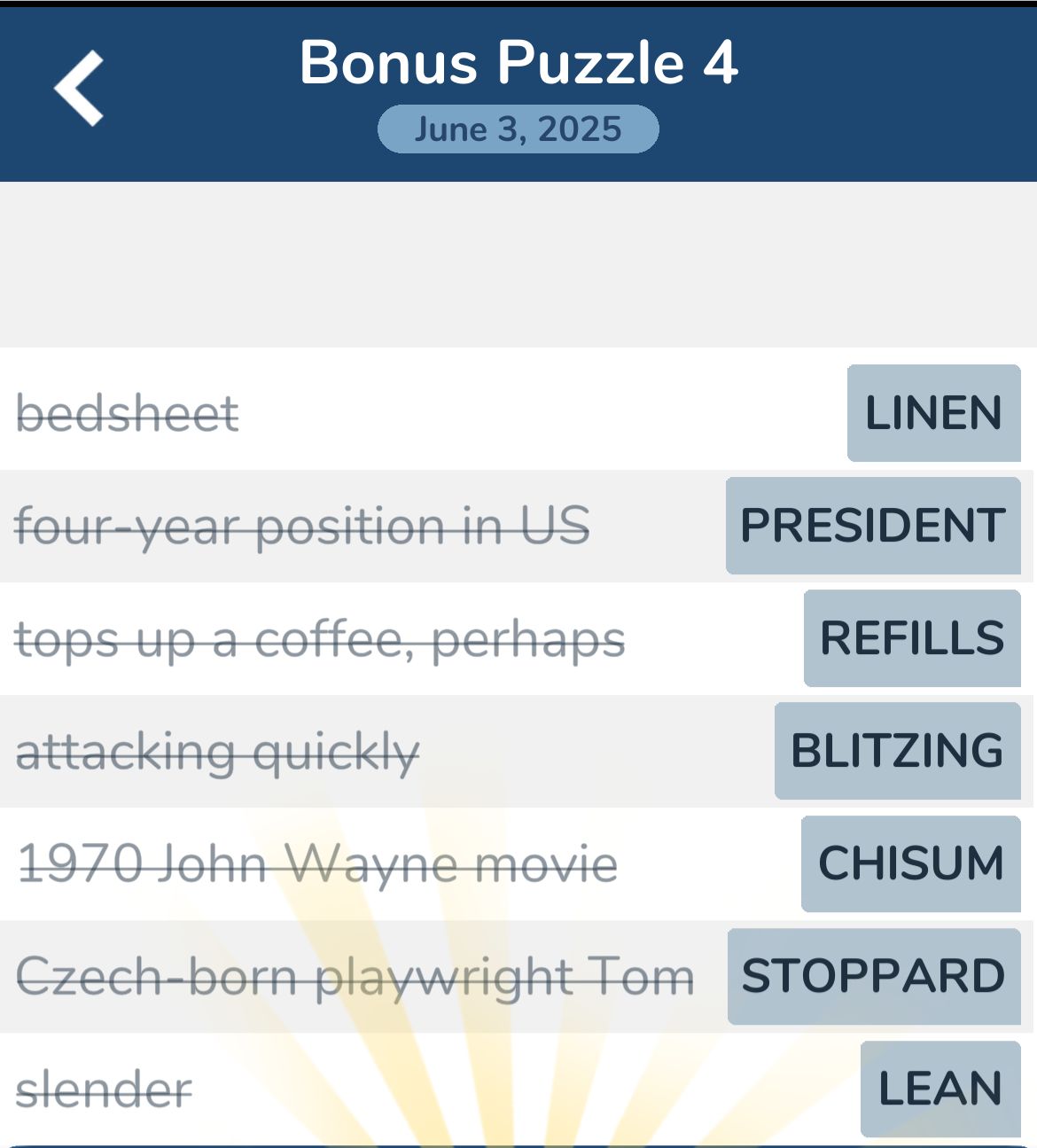 7 Little Words June 3 2025 Bonus 4