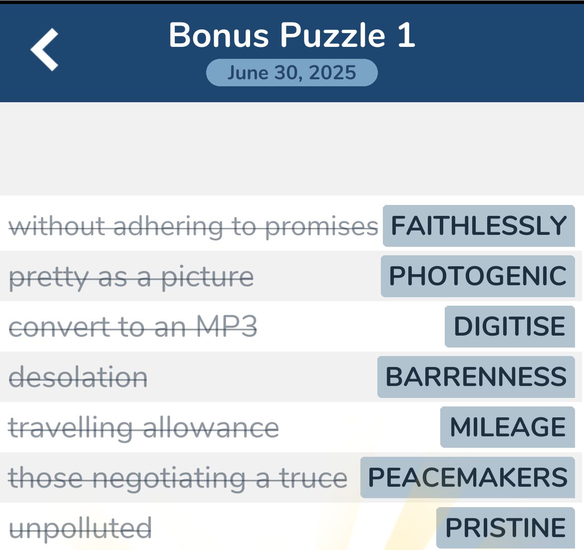 7 Little Words June 30 2025 Bonus 1