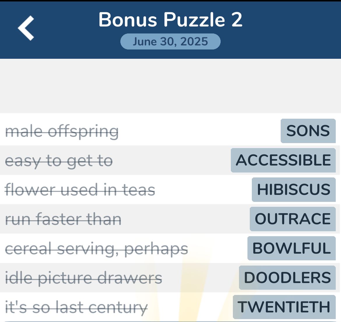 7 Little Words June 30 2025 Bonus 2