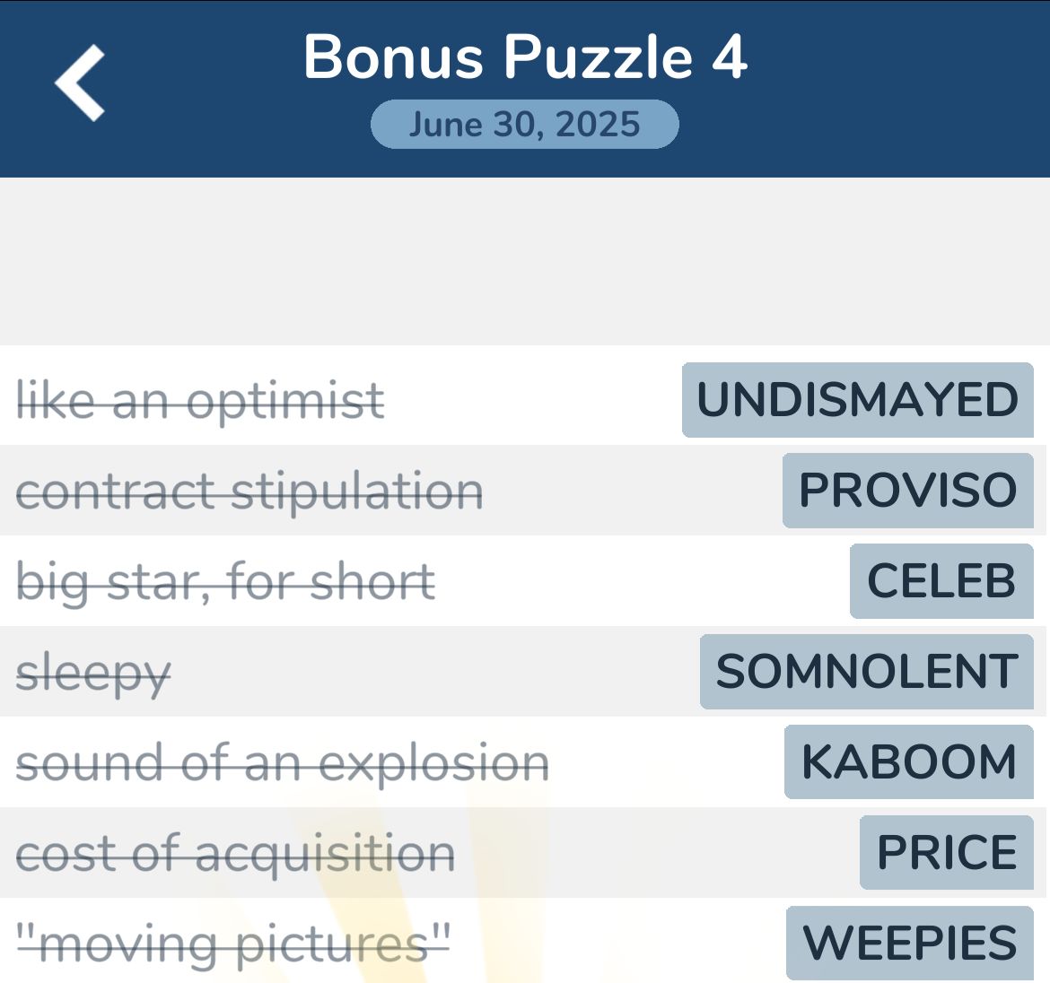 7 Little Words June 30 2025 Bonus 4