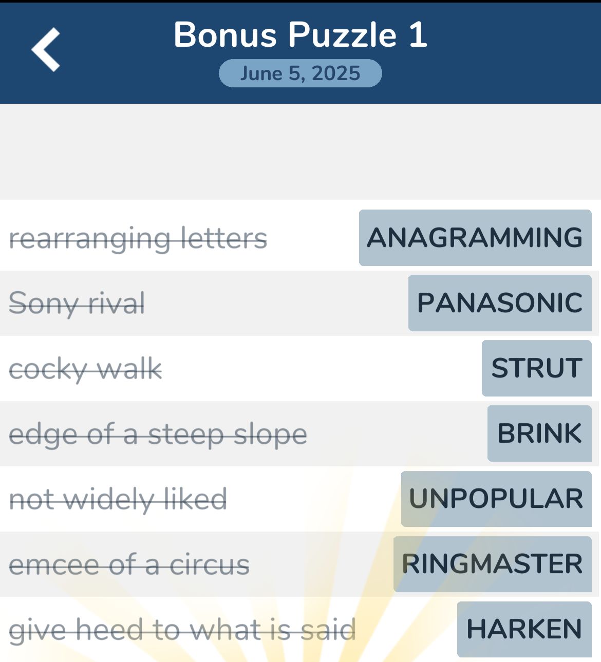 7 Little Words June 5 2025 Bonus 1