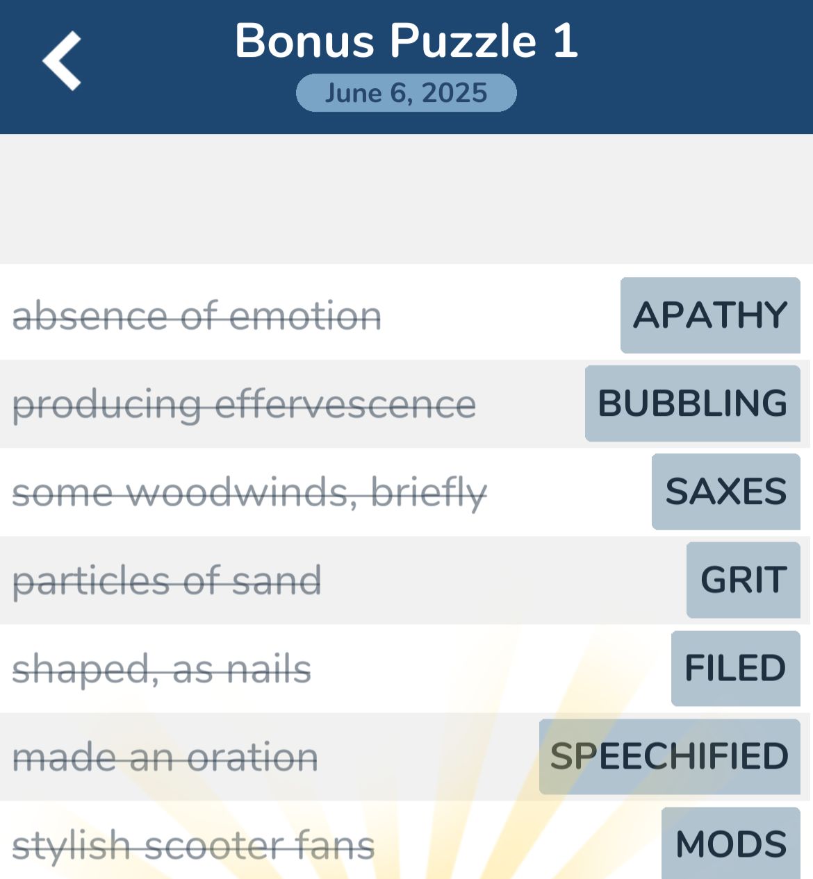 7 Little Words June 6 2025 Bonus 1