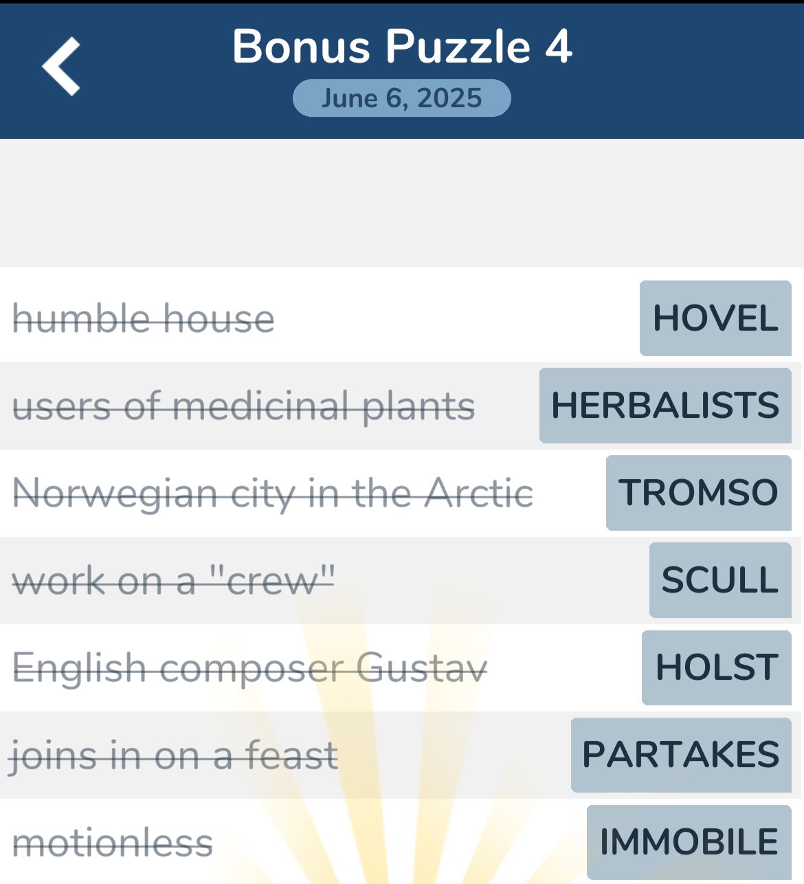 7 Little Words June 6 2025 Bonus 4