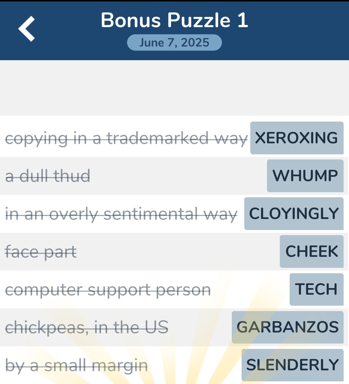 7 Little Words June 7 2025 Bonus 1