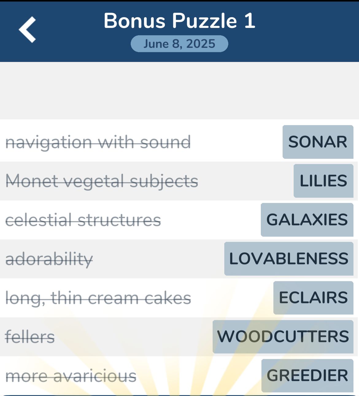 7 Little Words June 8 2025 Bonus 1