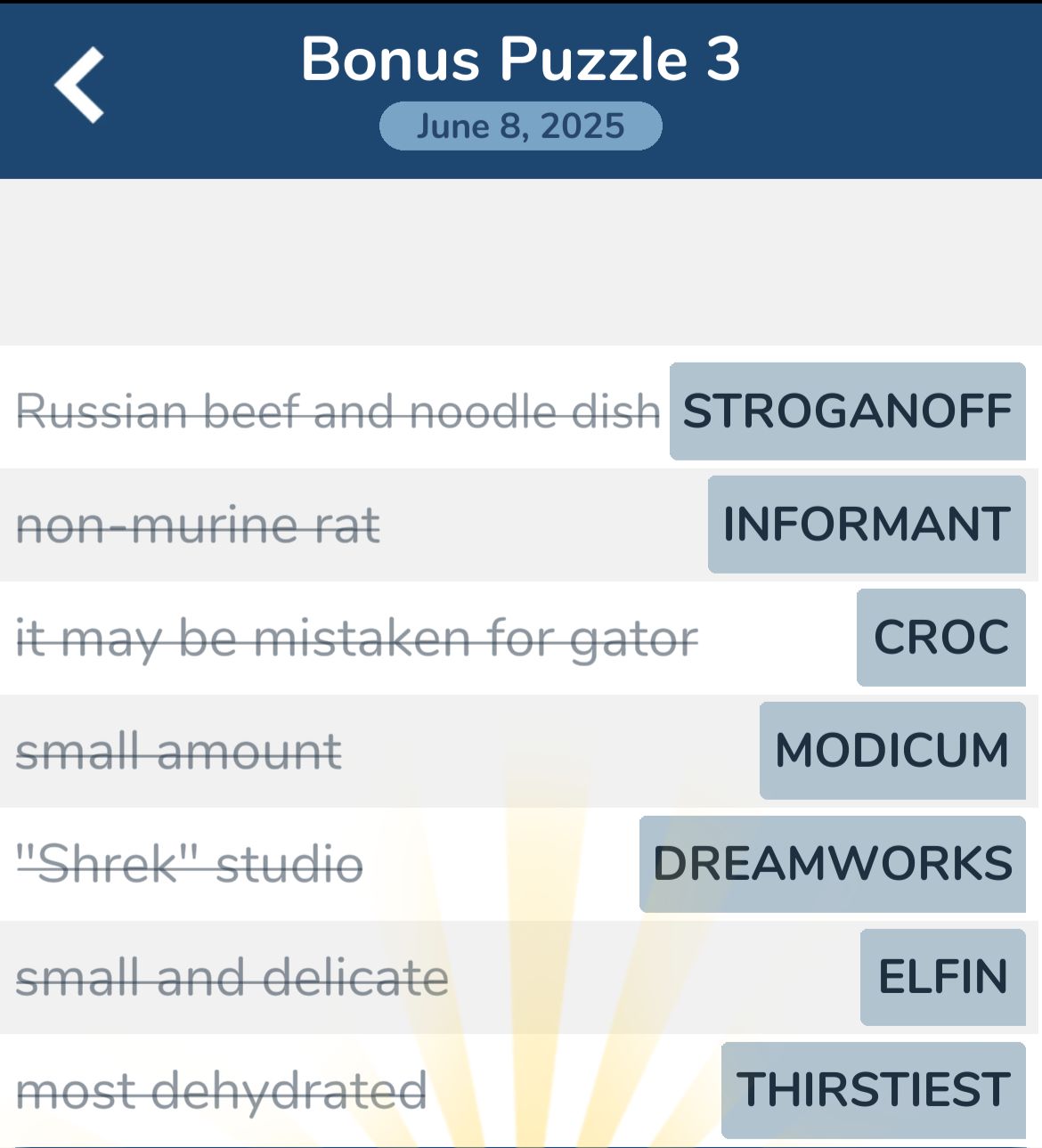 7 Little Words June 8 2025 Bonus 3