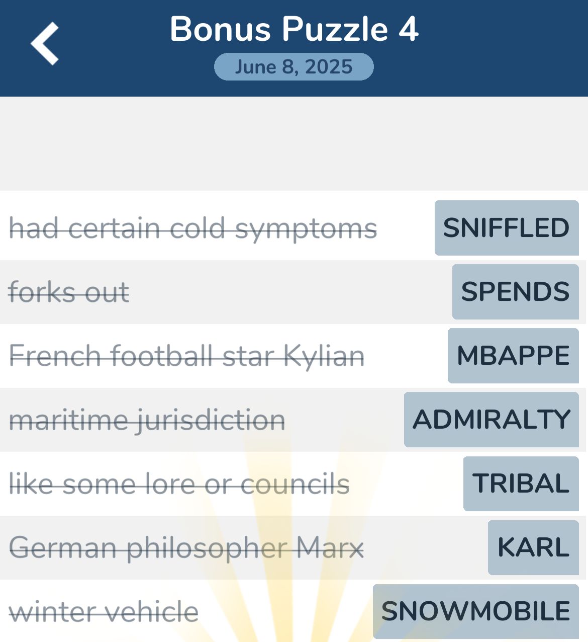 7 Little Words June 8 2025 Bonus 4