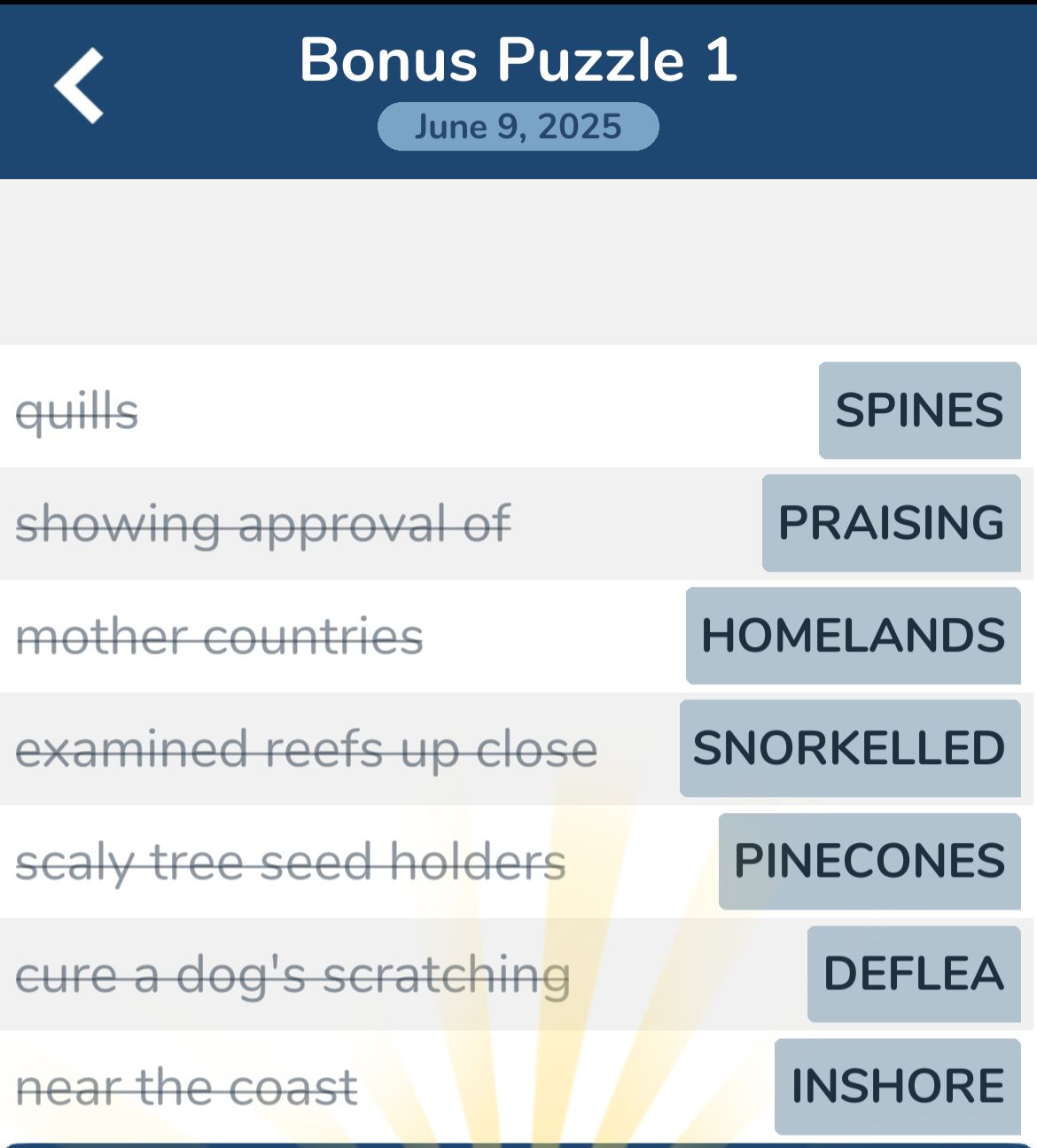 7 Little Words June 9 2025 Bonus 1