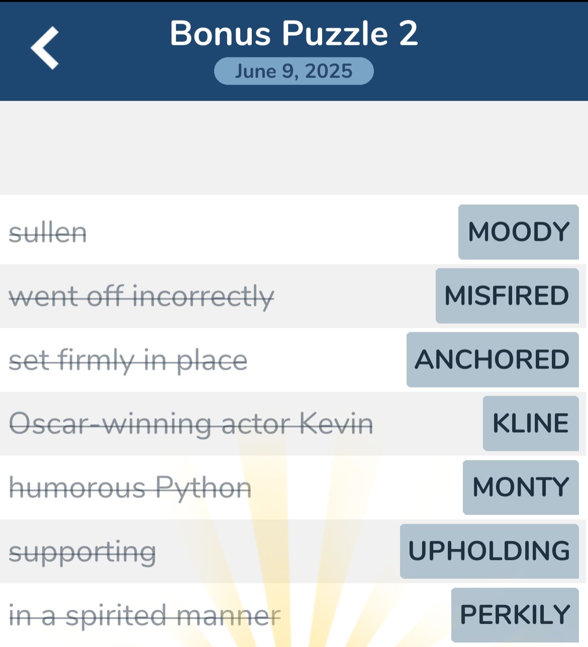 7 Little Words June 9 2025 Bonus 2