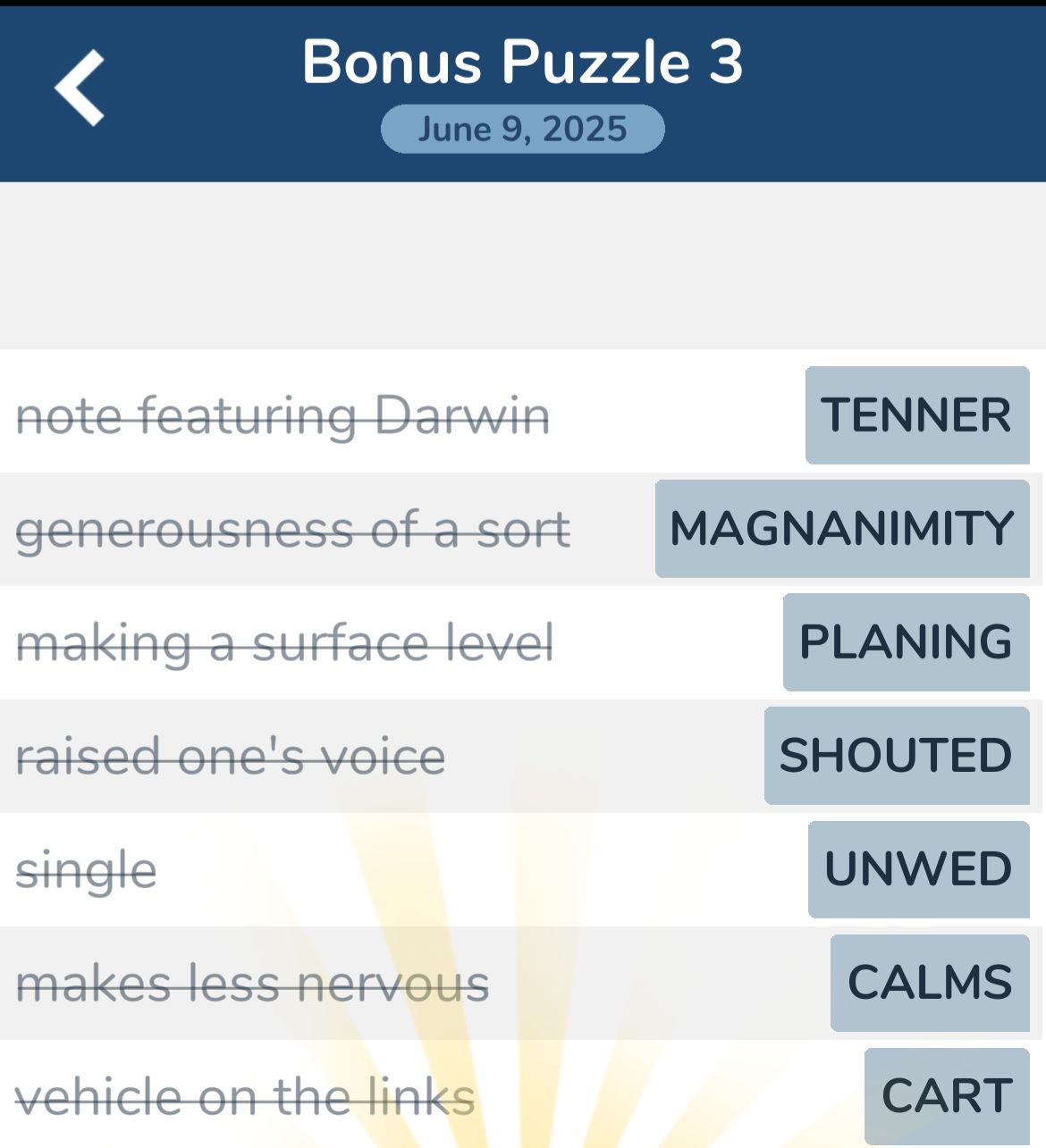 7 Little Words June 9 2025 Bonus 3