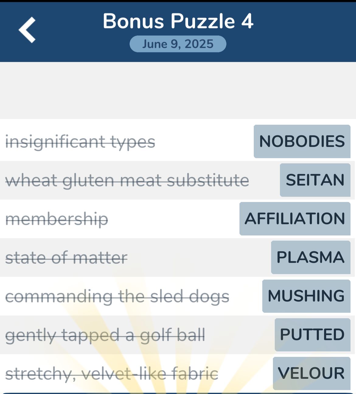 7 Little Words June 9 2025 Bonus 4