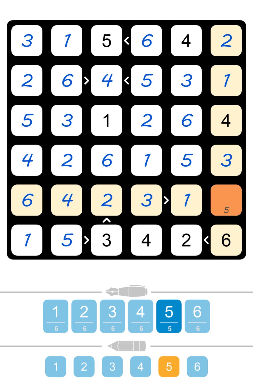 Puzzle Page Futoshiki June 27 2025