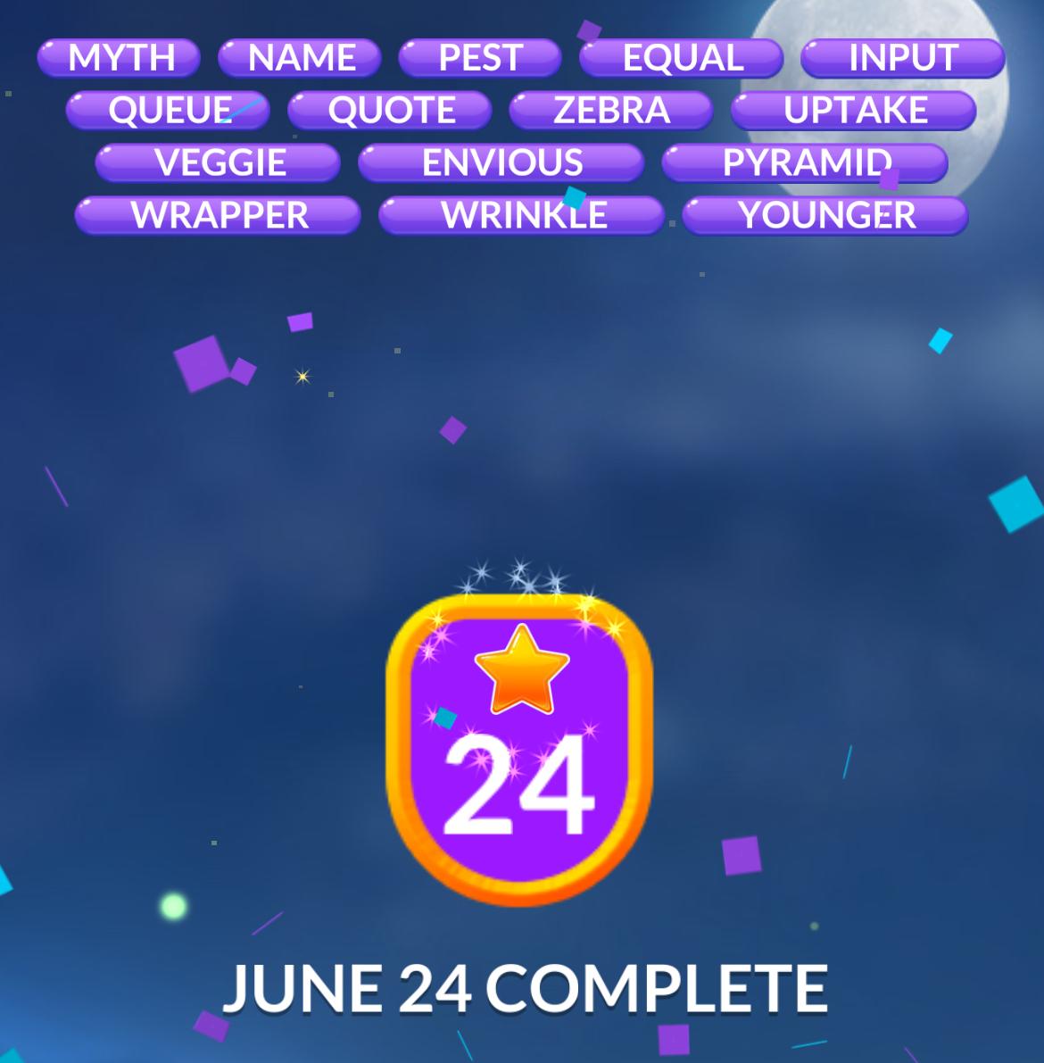 Word Stacks Daily Puzzle June 24 2025