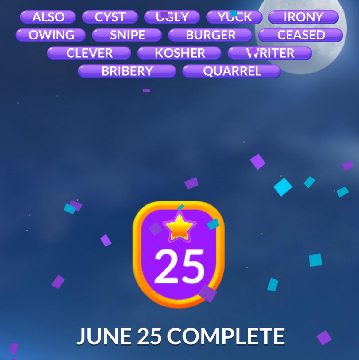 Word Stacks Daily Puzzle June 25 2025