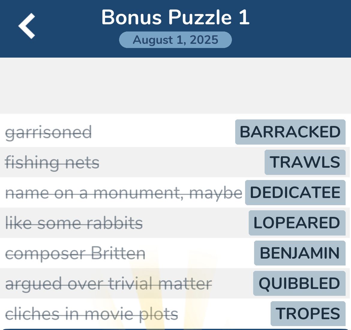 7 Little Words August 1 2025 1