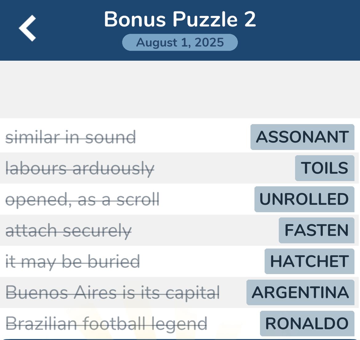 7 Little Words August 1 2025 2