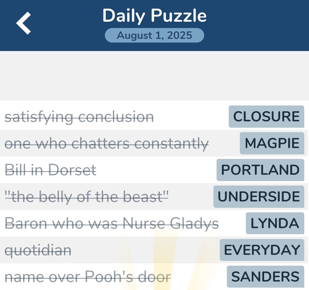 7 Little Words August 1 2025