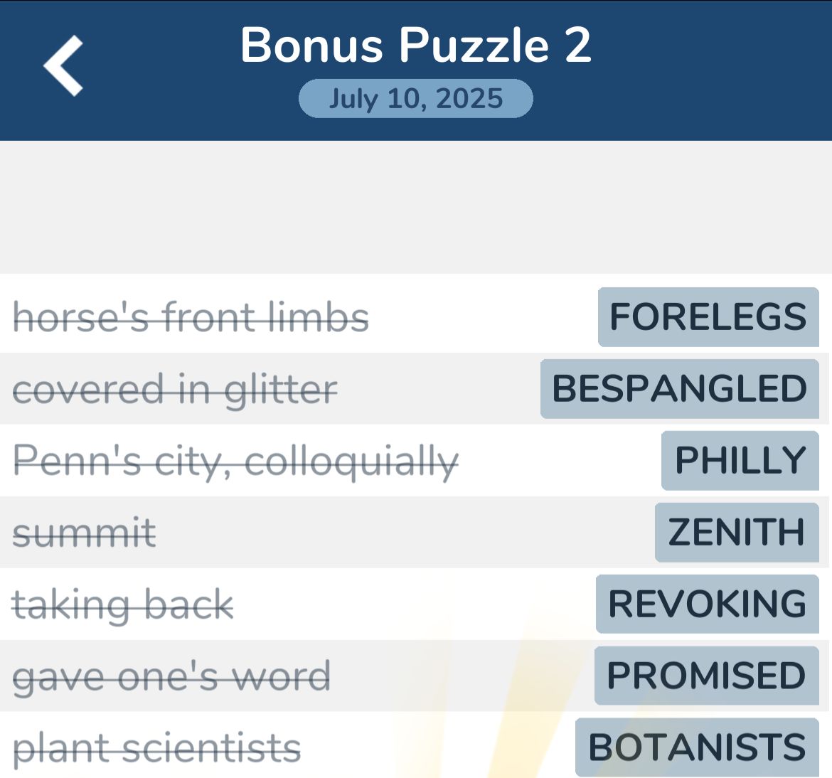 7 Little Words July 10 2025 Bonus 2