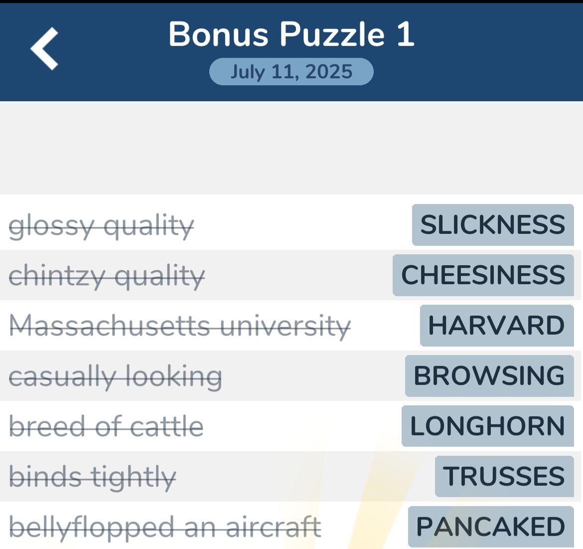7 Little Words July 11 2025 Bonus 1