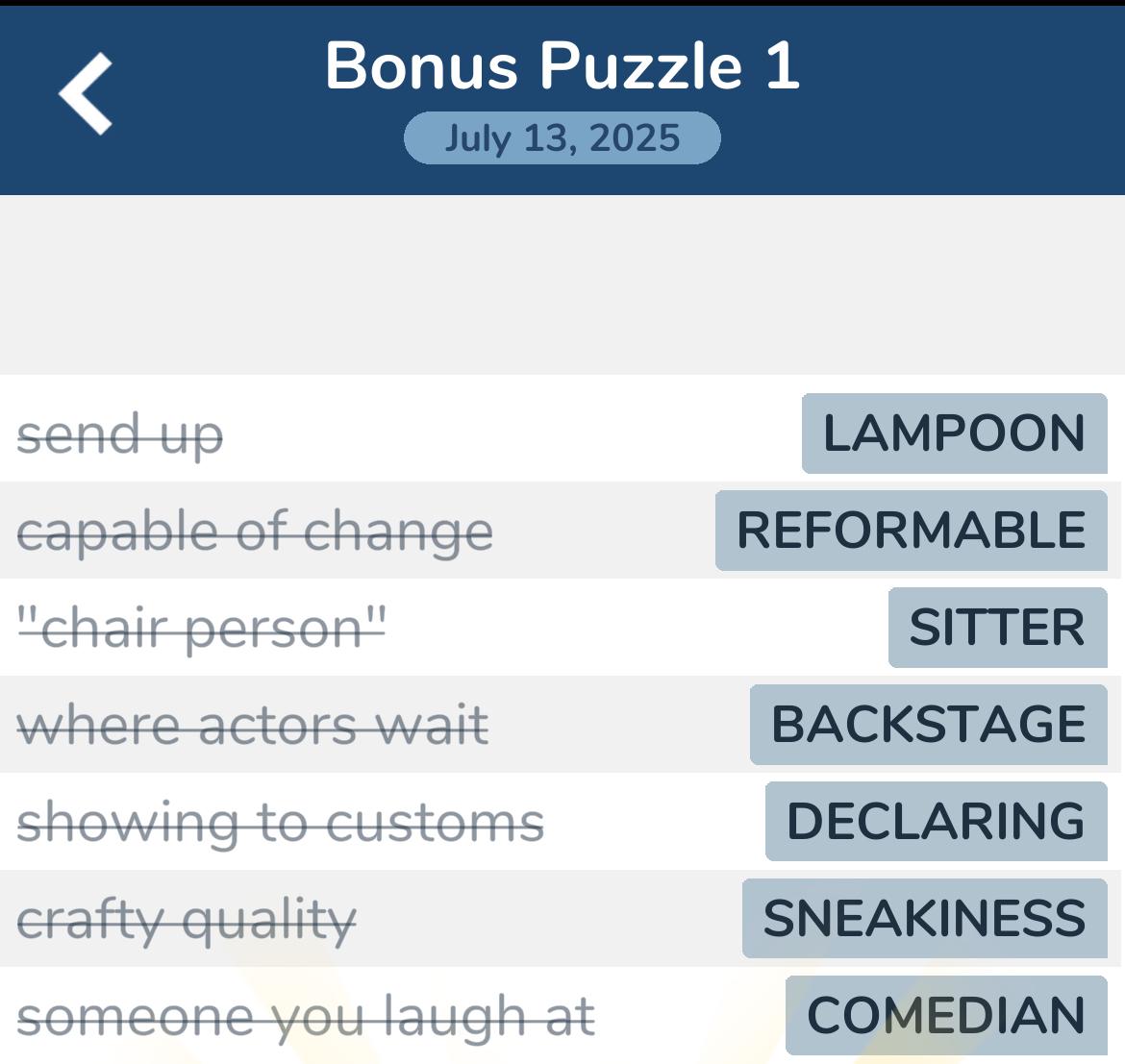 7 Little Words July 13 2025 Bonus 1